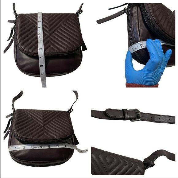 VINCE CAMUTO Bailey Dark Purple Vamp Leather Zip Around Crossbody Bag - Picture 13 of 14